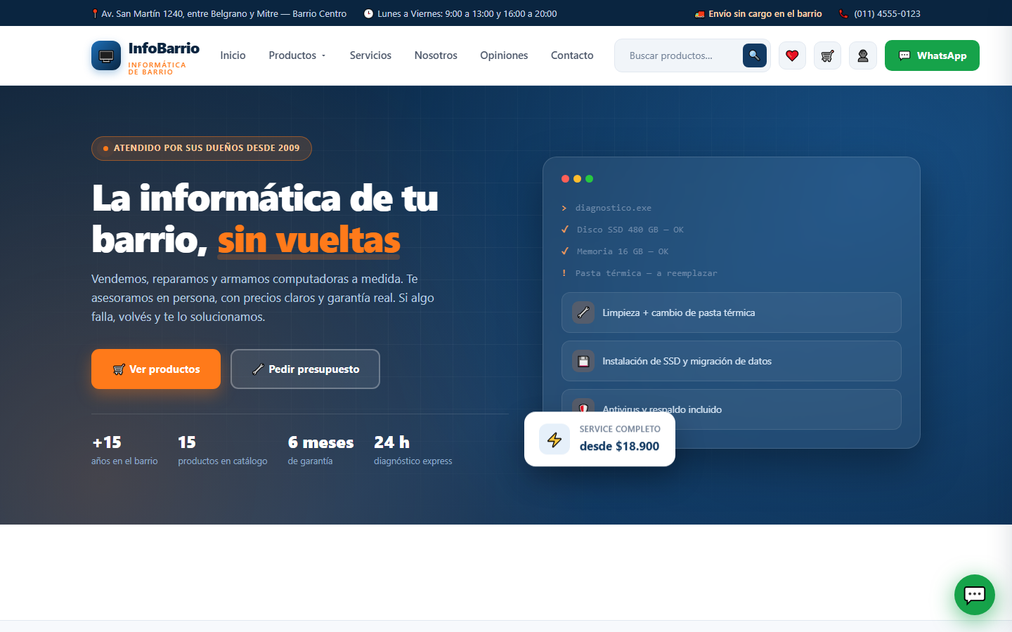 Ejemplo de sitio web con ecommerce y panel administrador